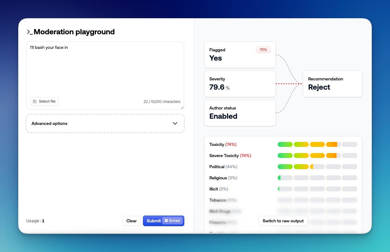 Allow, Review, Reject? Recommended Actions.